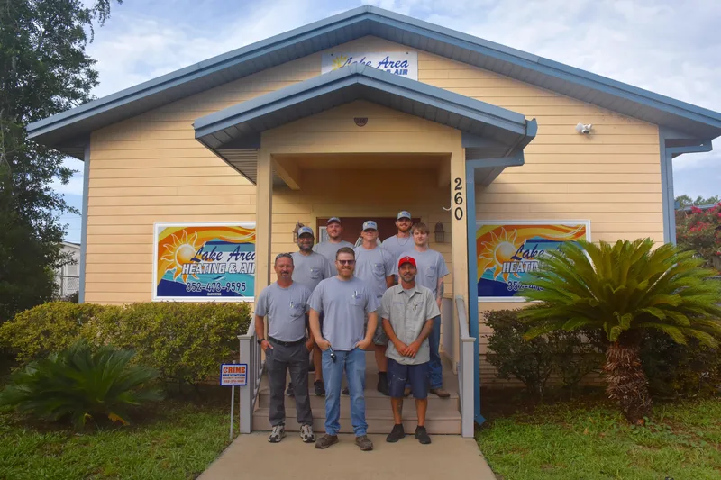The Lake Area Heating & Air team outside their Keystone Heights shop