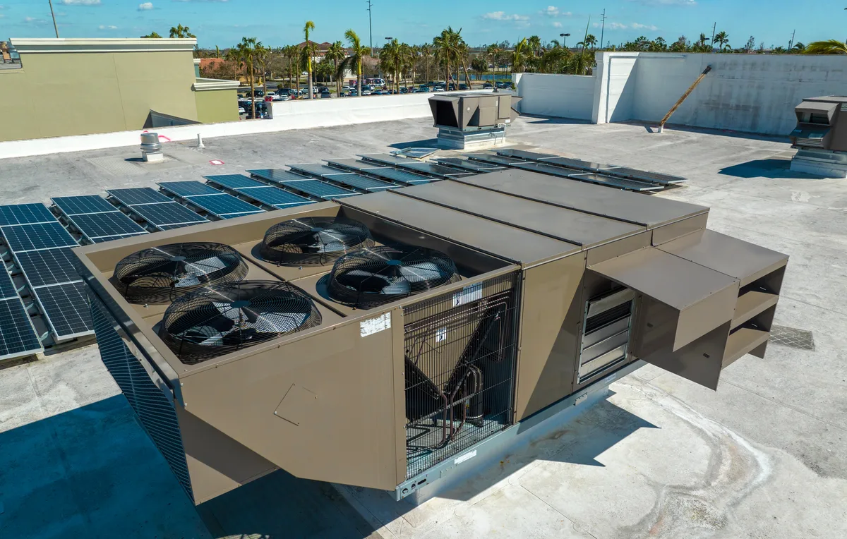 Packaged HVAC unit installed on a rooftop